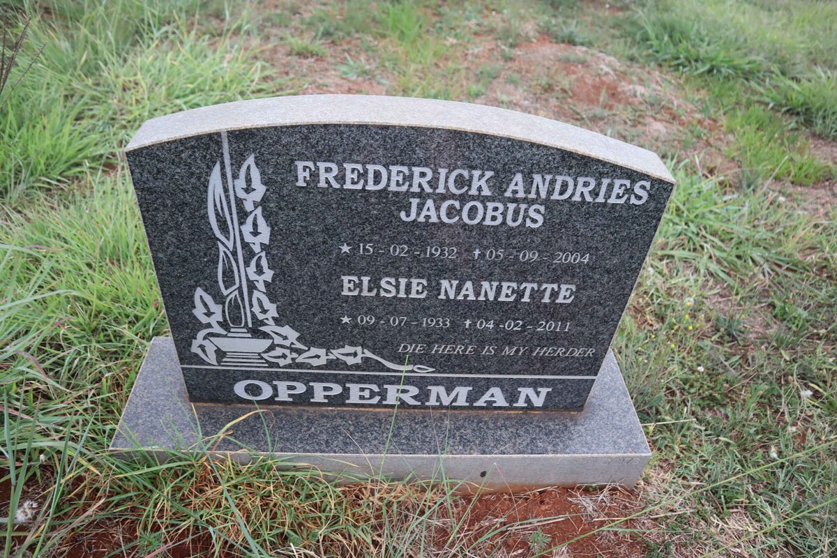 OPPERMAN Frederick Andries Jacobus 1932-2004 & Elsie Nanette 1933-2011