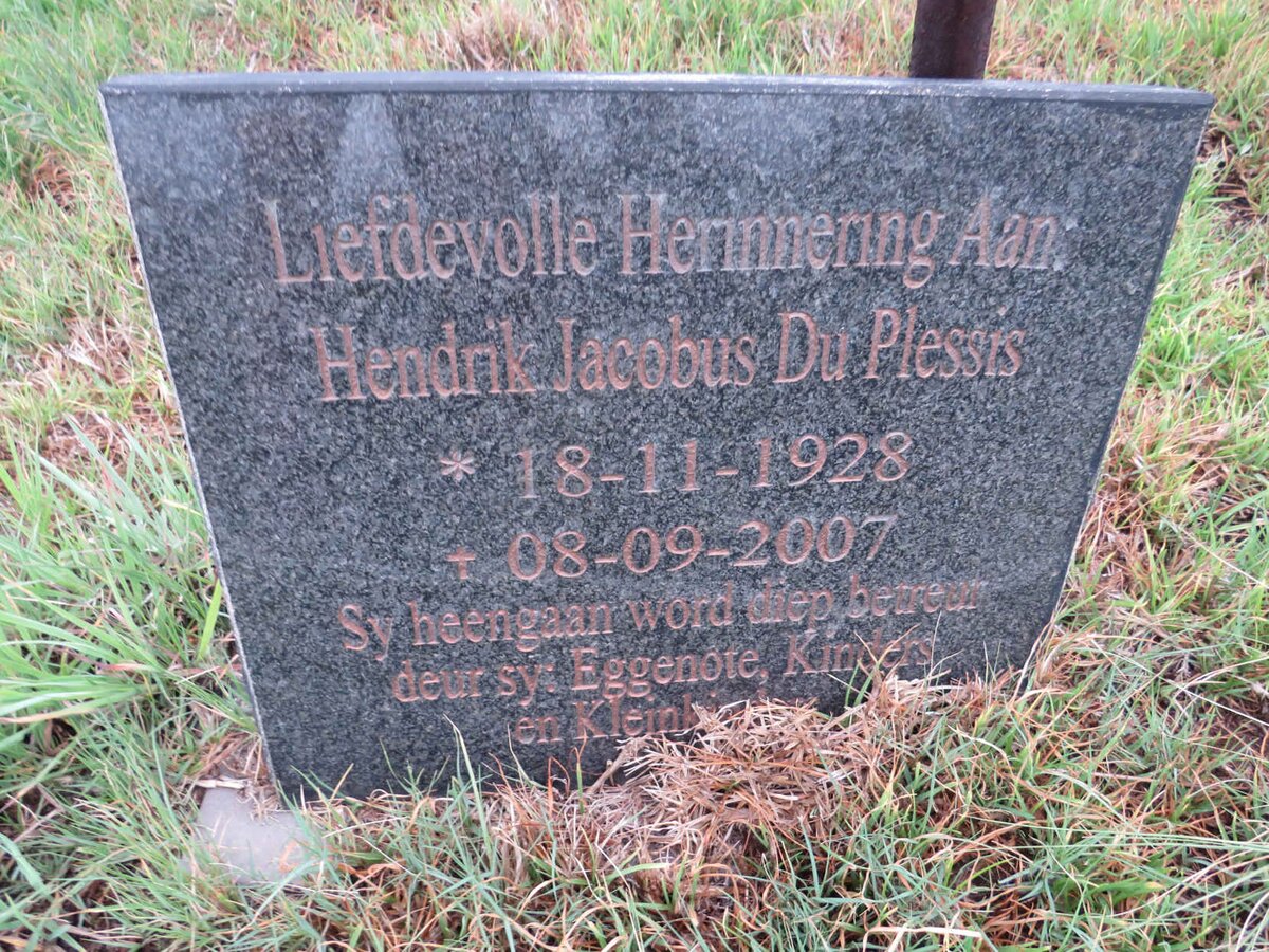 PLESSIS Hendrik Jacobus, du 1928-2007