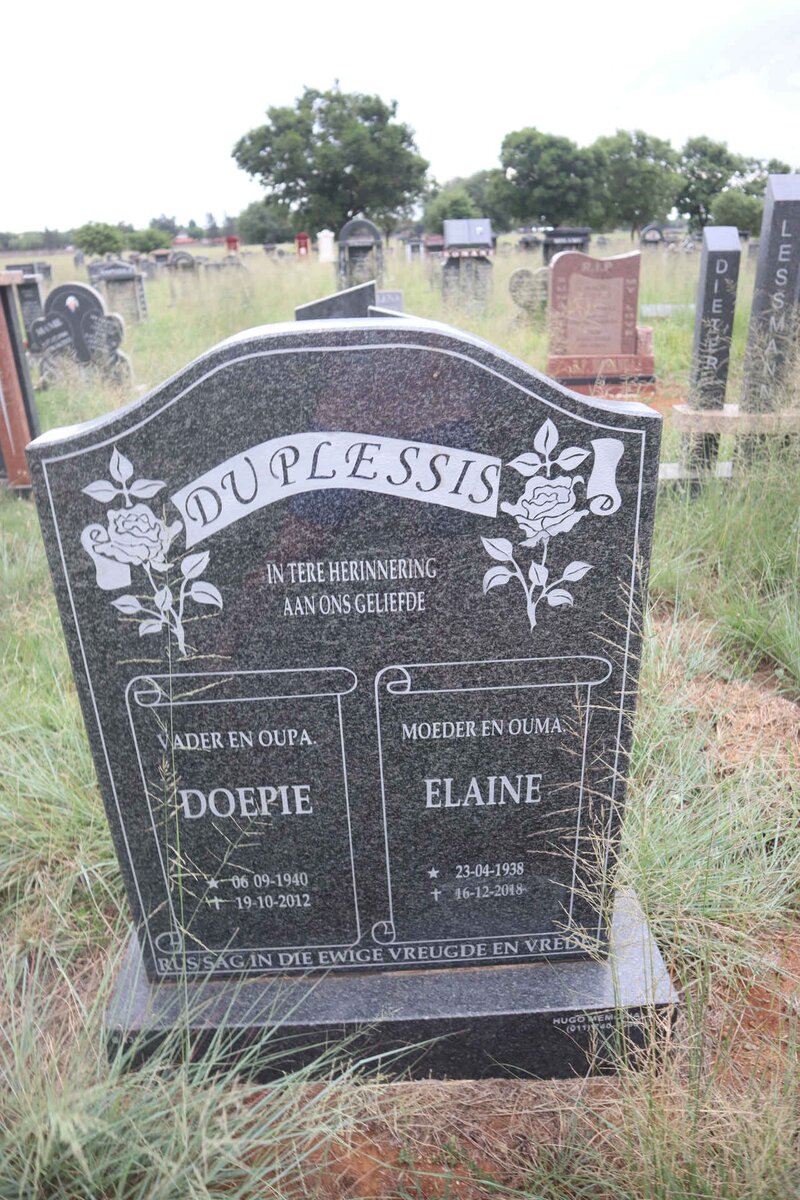 PLESSIS Doepie, du 1940-2012 & Elaine 1938-2018