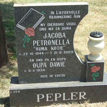 PEPLER Dawie 1934- &amp; Jacoba Petronella 1944-2009