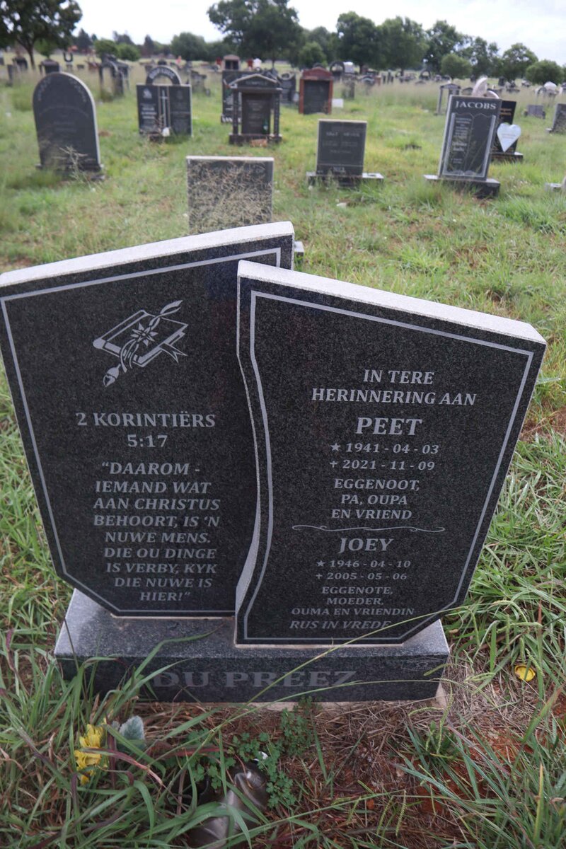 PREEZ Peet, du 1941-2021 & Joey 1946-2005