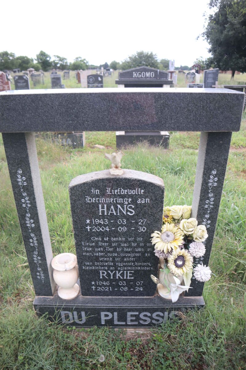 PLESSIS Hans, du 1943-2004 & Rykie 1946-2021