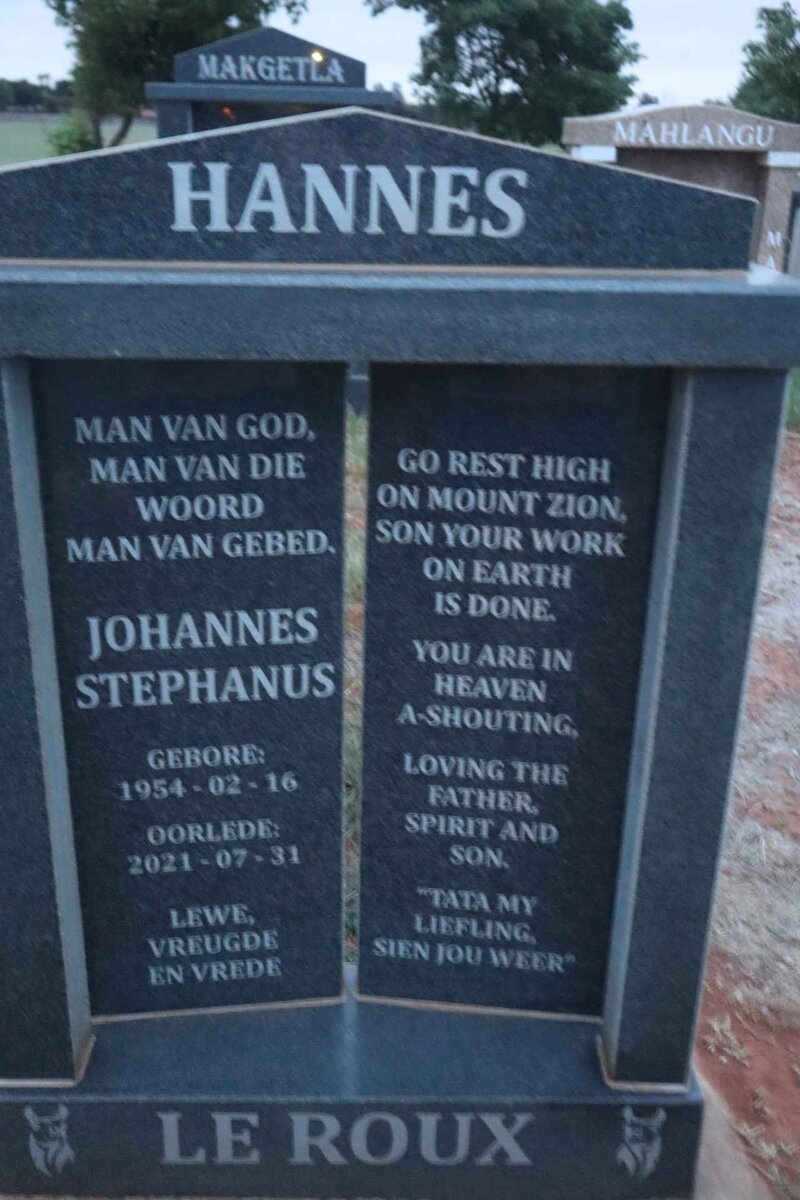 ROUX Johannes Stephanus, le 1954-2021