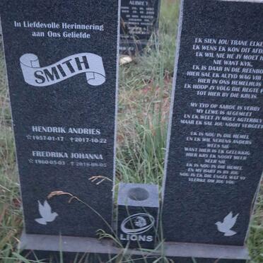 SMITH Hendrik Andries 1957-2017 & Fredrika Johanna 1960-2018