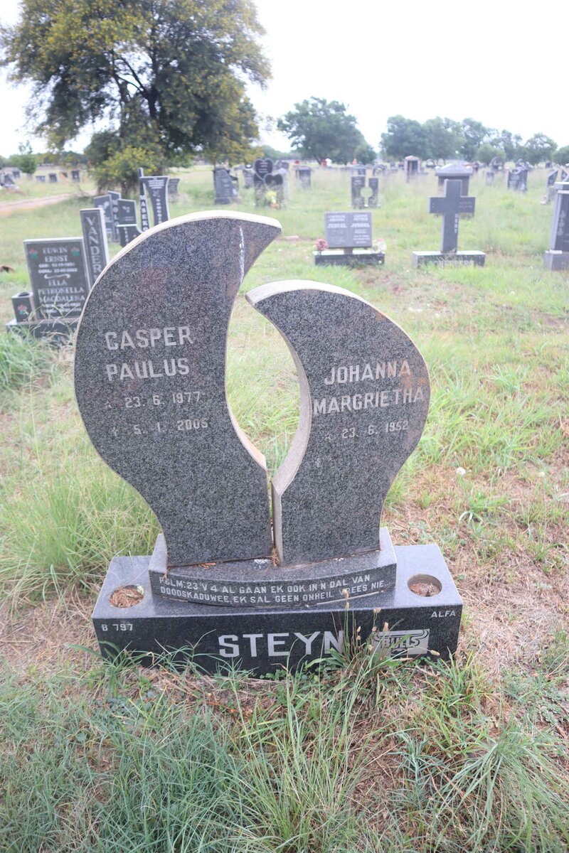 STEYN Casper Paulus 1977-2006 & Johanna Margrietha 1952-