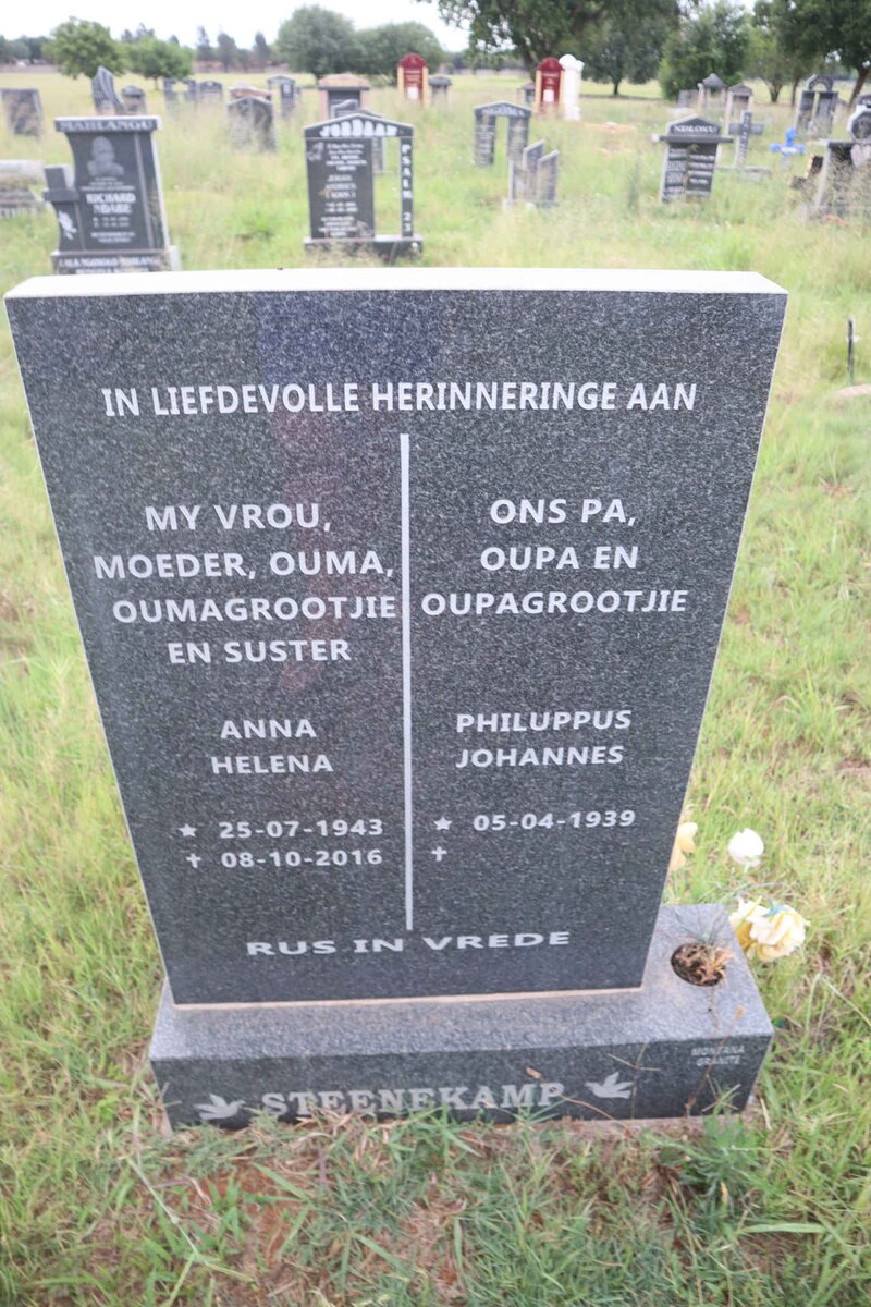 STEENEKAMP Philuppus Johannes 1939- & Anna Helena 1943-2016