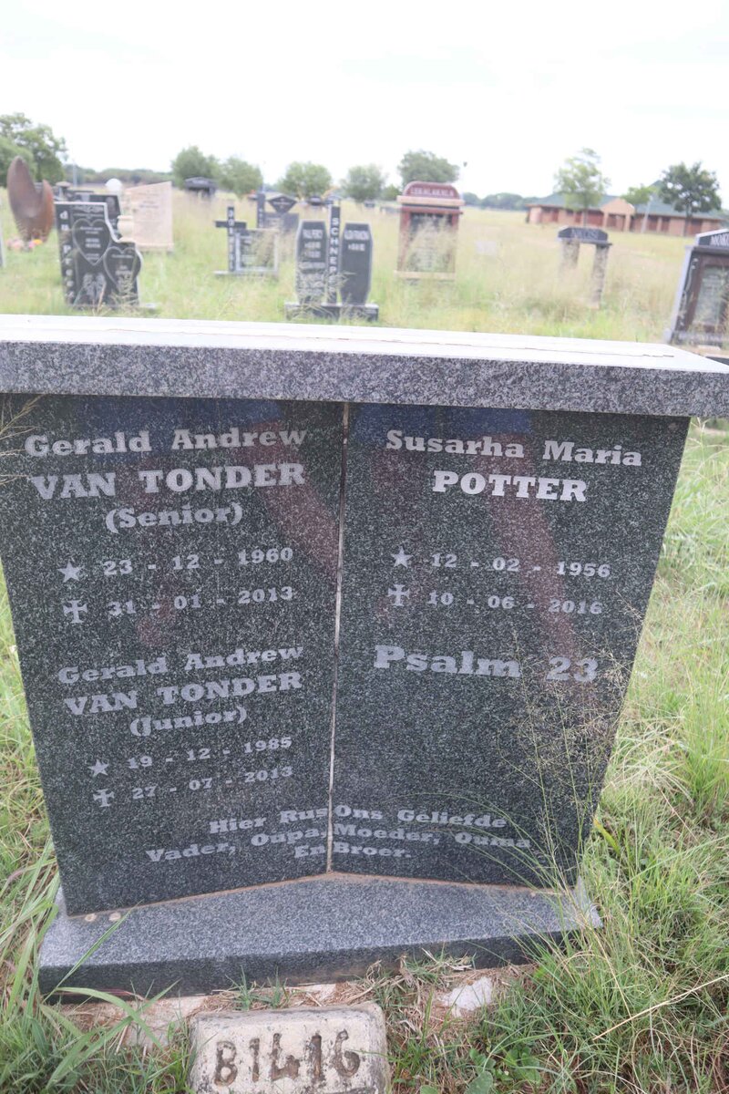 TONDER Gerald Andrew, van 1960-2013 & Susarha Maria POTTER 1956-2016 :: VAN TONDER Gerald Andrew 1985-2013