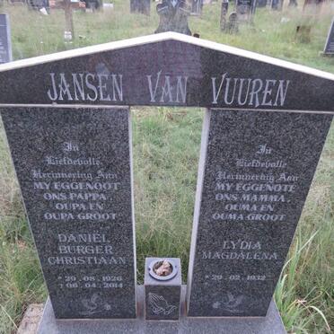 VUUREN Daniel Burger Christiaan, Jansen van 1926-2014 & Lydia Magdalena 1932-