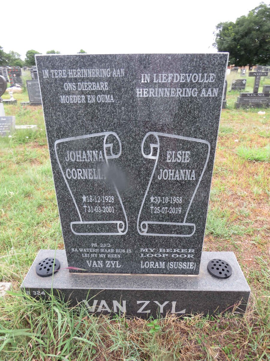 ZYL Johanna Cornelia, van 1928-2001 :: VAN ZYL Elsie Johanna nee LORAM 1958-2019