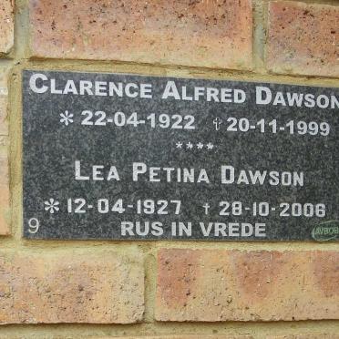 DAWSON Clarence Alfred 1922-1999 &amp; Lea Petina 1927-2006
