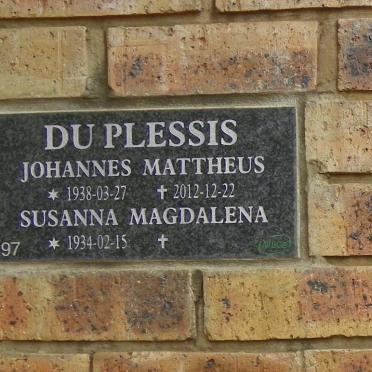 PLESSIS Johannes Mattheus, du 1938-2012 &amp; Susanna Magdalena 1934-