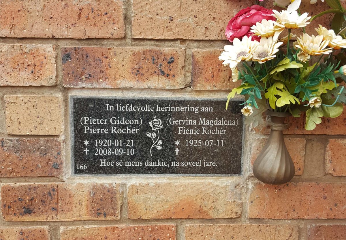 ROCHER Pieter Gideon 1920-2008 &amp; Gervina Magdalena 1925-