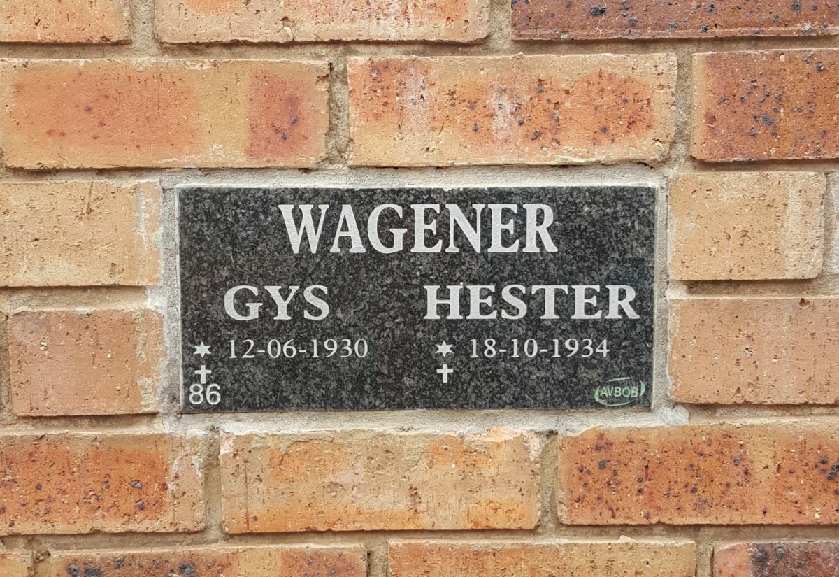 WAGENER Gys 1930- &amp; Hester 1934-