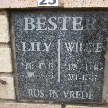 BESTER Willie 1929-2011 &amp; Lily 1928-2009