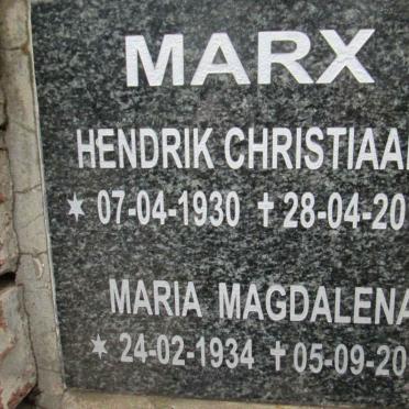 MARX Hendrik Christiaan 1930-2012 &amp; Maria Magdalena 1934-2013