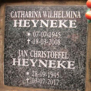 HEYNEKE Jan Christoffel 1945-2017 &amp; Catharina Wilhelmina 1945-2008