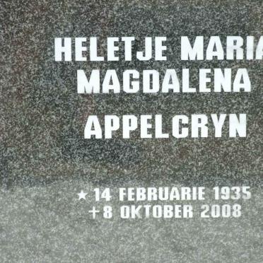 APPELGRYN Frans Matthys 1928-1994 &amp; Heletje Maria Magdalena 1935-2008