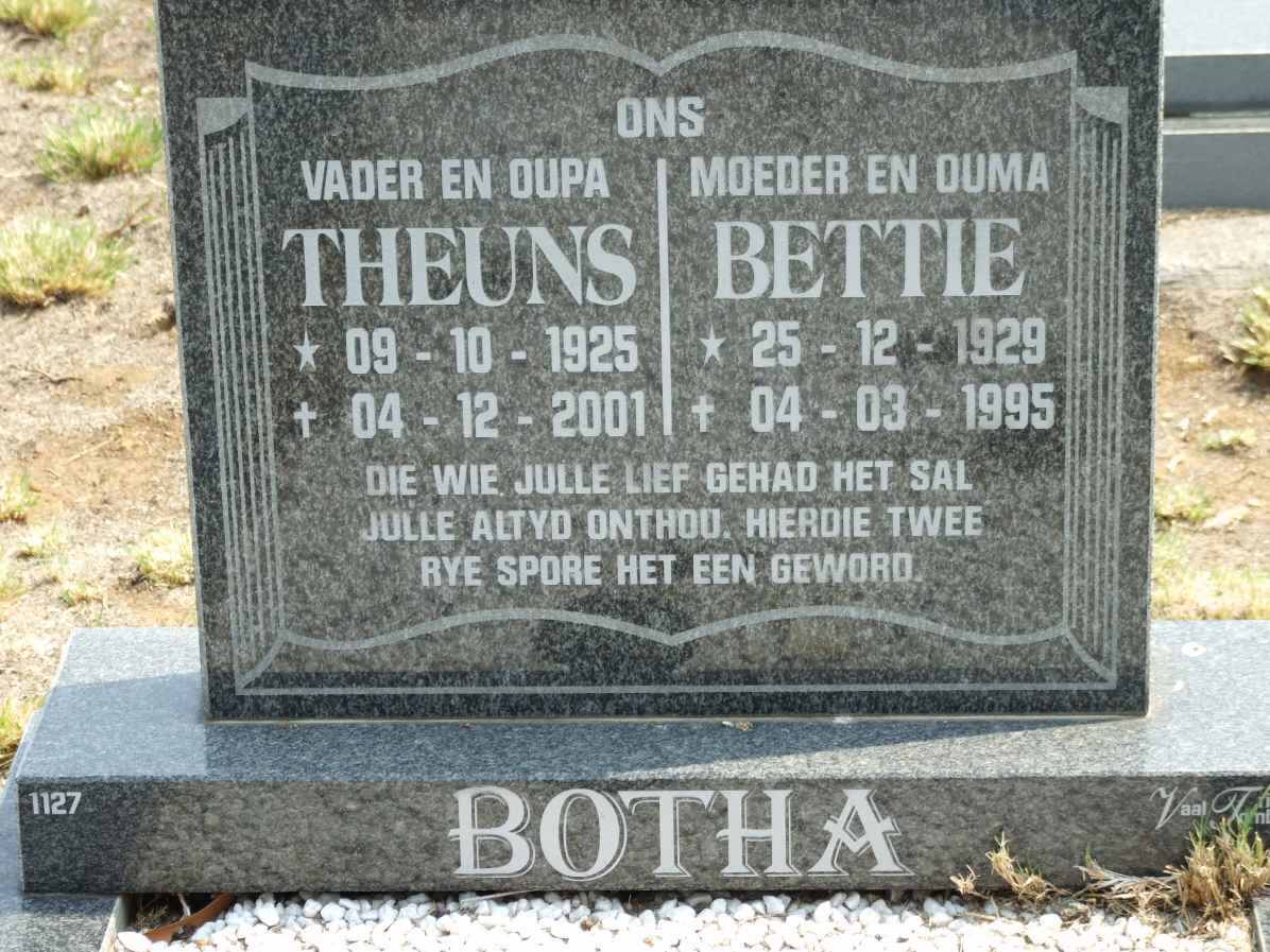 BOTHA Theuns 1925-2001 &amp; Bettie 1929-1995