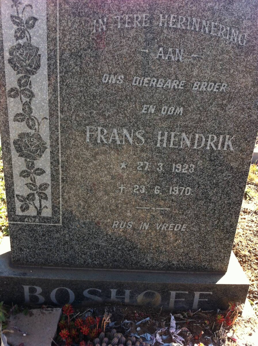 BOSHOFF Frans Hendrik 1923-1970