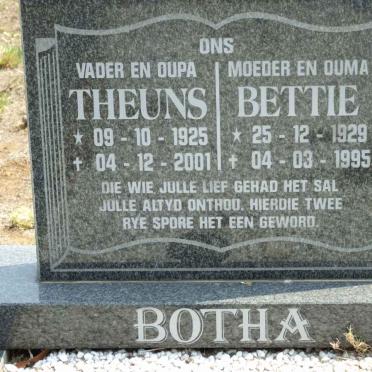 BOTHA Theuns 1925-2001 &amp; Bettie 1929-1995