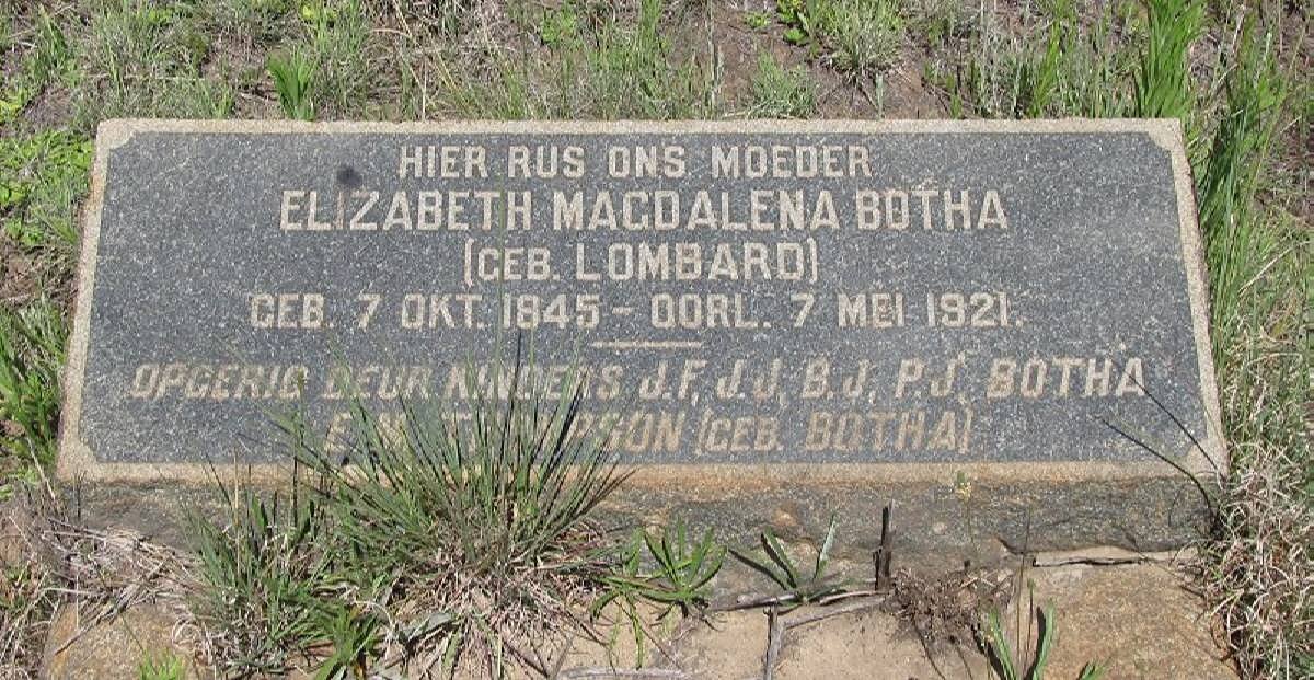 BOTHA Elizabeth Magdalena nee LOMBARD 1845-1921
