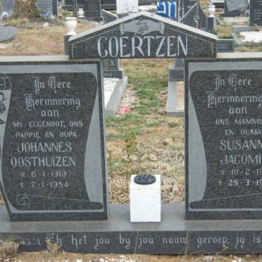 COERTZEN Johannes Oosthuizen 1919-1984 &amp; Susanna Jacomina 1924-1993