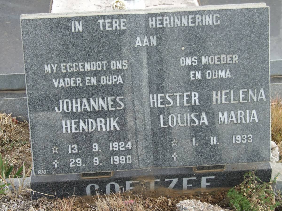 COETZEE Johannes Hendrik 1924-1990 &amp; Hester Helena Louisa Maria 1933-
