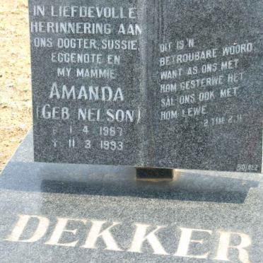 DEKKER Amanda nee NELSON 1967-1993