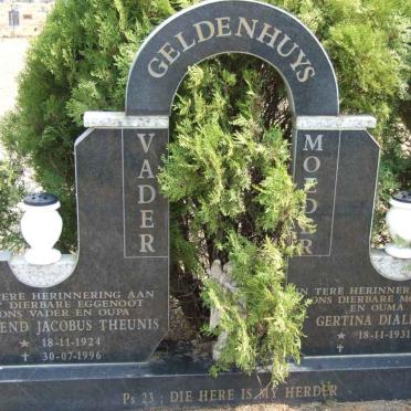 GELDENHUYS Barend Jacobus Theunis 1924-1996 &amp; Gertina Dialina 1931-