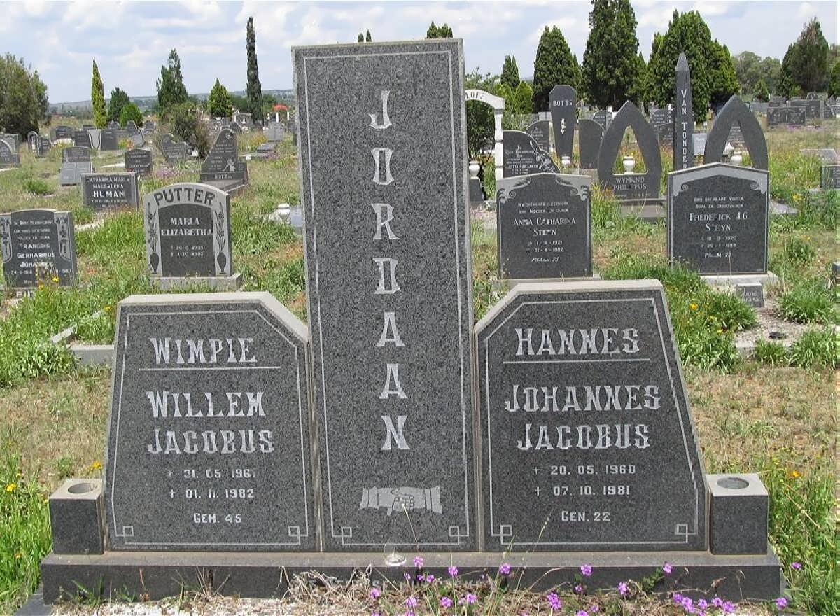 JORDAAN Willem Jacobus 1961-1982 :: JORDAAN Johannes Jacobus 1960-1981