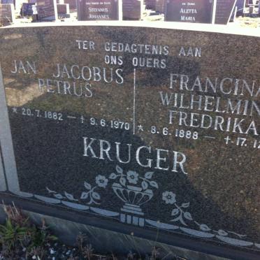 KRUGER Jan Jacobus Petrus 1882-1970 &amp; Francina Wilhelmina Fredrika 1888-1971