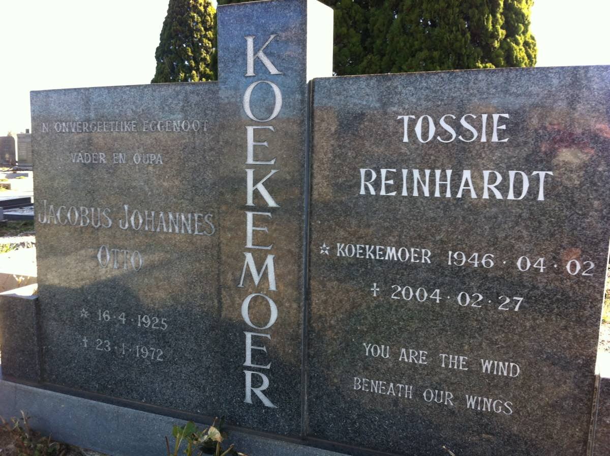 KOEKEMOER Jacobus Johannes Oyyo 1925-1972 :: REINHARDT Tossie nee KOEKEMOER 1946-2007 