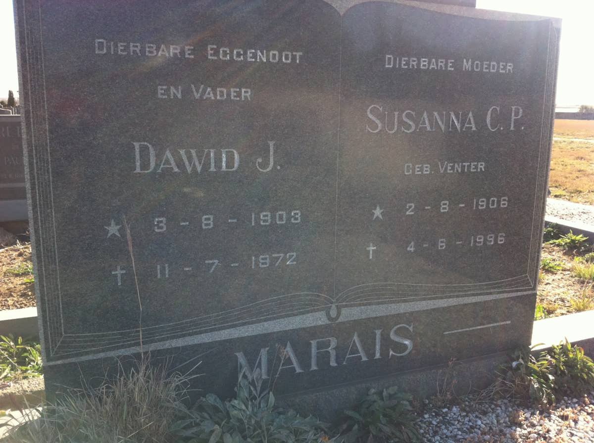 MARAIS Dawid J. 1903-1972 &amp; Susanna C.P. VENTER 1906-1996