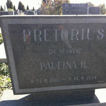 PRETORIUS Paulina H. nee DE NECKER 1887-1974