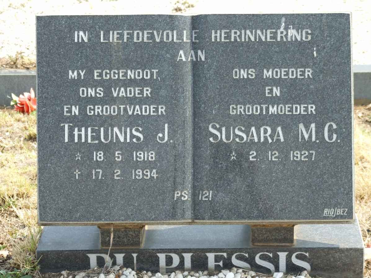 PLESSIS Theunis J., du 1918-1994 &amp; Susara M.C. 1927-