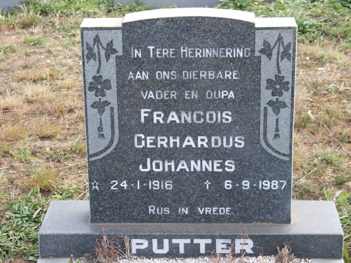 PUTTER Francois Gerhardus Johannes 1916-1987