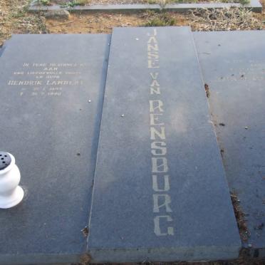 RENSBURG Hendrik Lambert, Janse van 1908-1990 &amp; Gertruida Anna Magdalena 1915-1979
