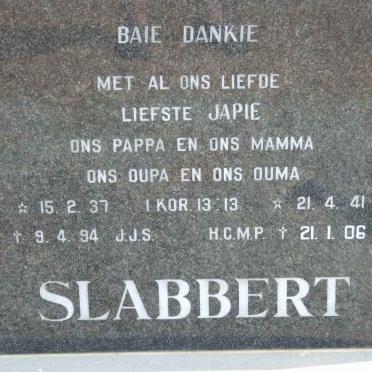 SLABBERT J.J.S. 1937-1994 &amp; H.C.M.P. 1941-2006