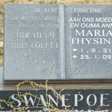 SWANEPOEL Abraham Christoffel 1932-1987 &amp; Maria Thysina 1931-2009
