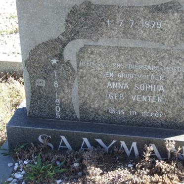 SAAYMAN Anna Sophia nee VENTER 1905-1979