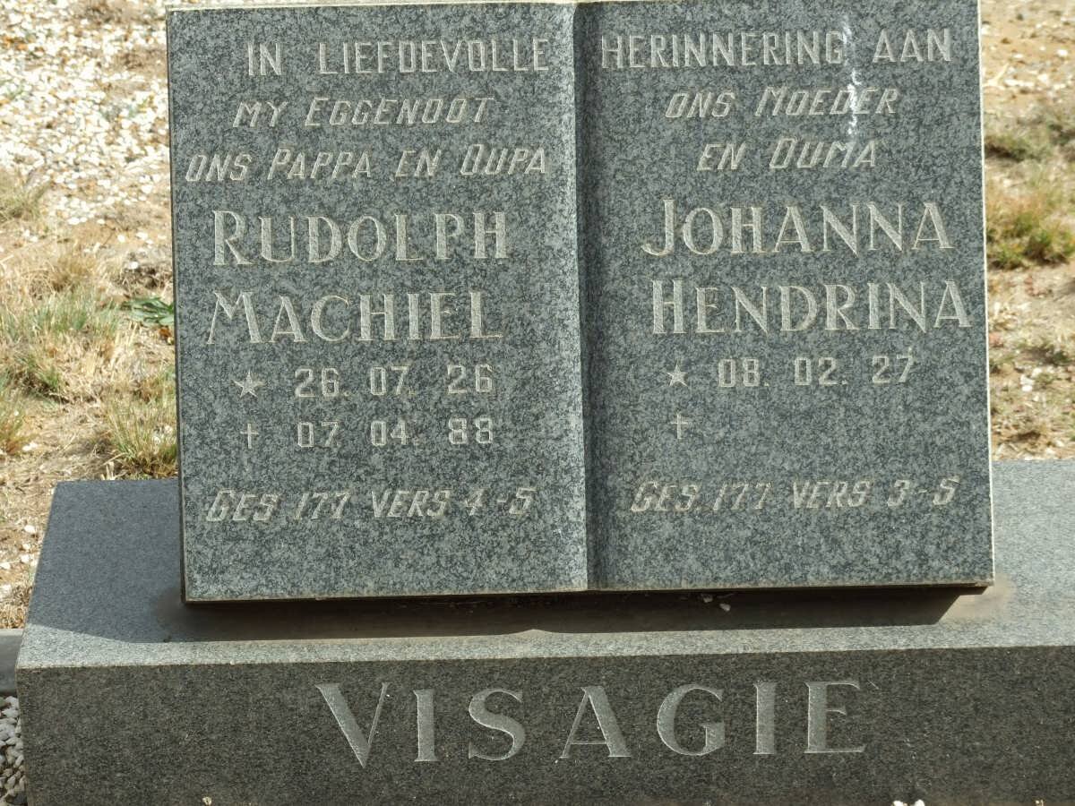 VISAGIE Rudolph Machiel 1926-1988 Johanna Hendrina 1927-
