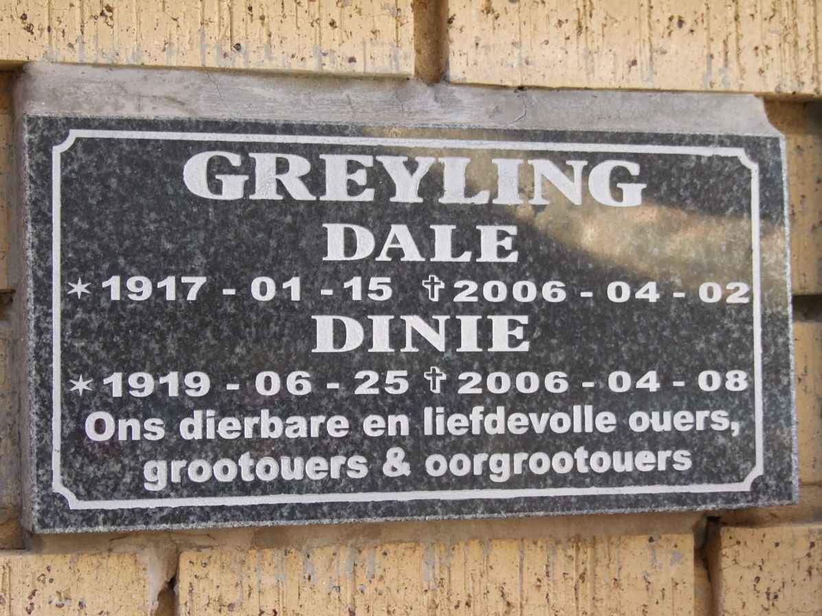 GREYLING Dale 1917-2006 &amp; Dinie 1919-2006