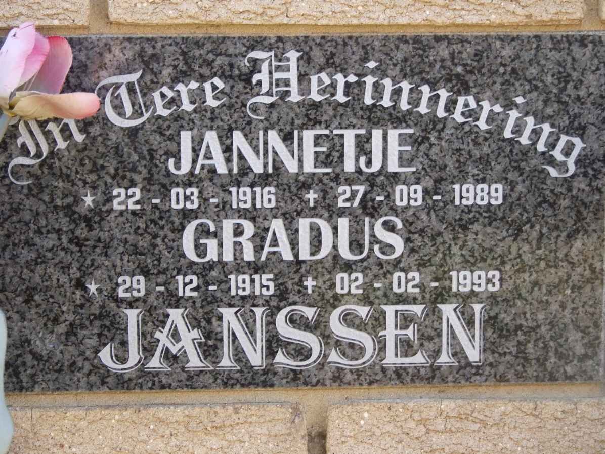JANSSEN Gradus 1915-1993 &amp; Jannetjie 1916-1989