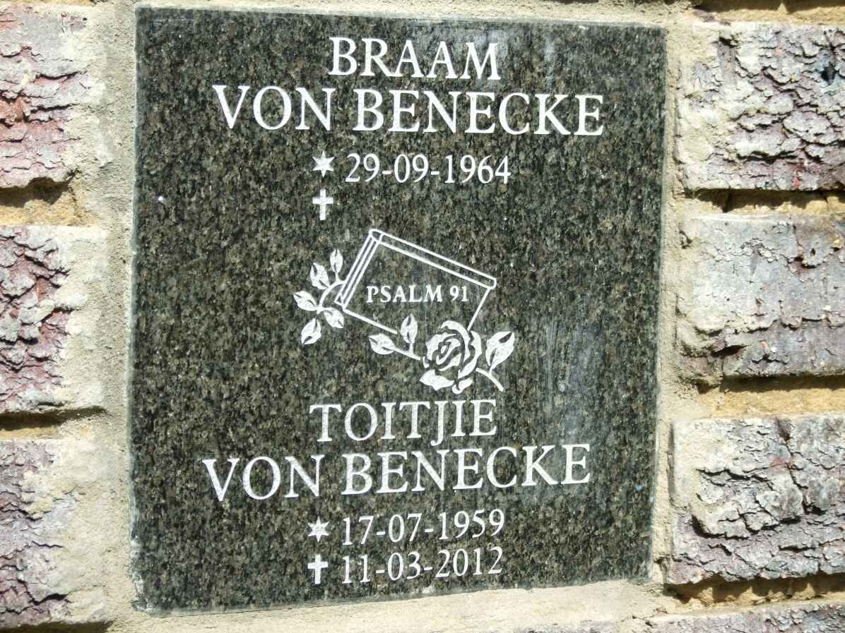 BENECKE Braam, von 1964- &amp; Toitjie 1959-2012