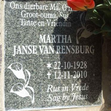 RENSBURG Martha, Janse van 1928-2010