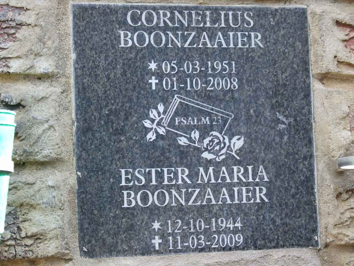BOONZAAIER Cornelius 1951-2008 &amp; Ester Maria 1944-2009