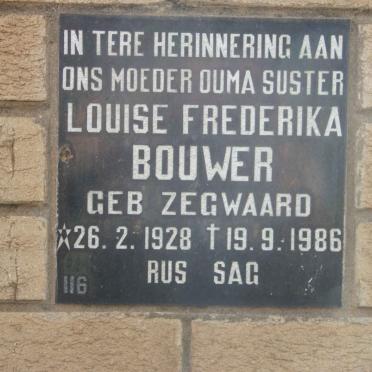 BOUWER Louise Frederika nee ZEGWAARD 1928-1986