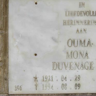DUVENAGE Mona 1921-1994