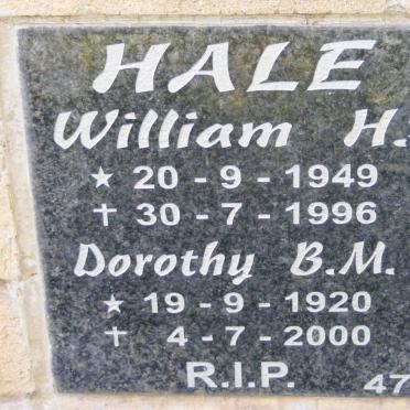 HALE WIlliam H. 1949-1996 &amp; Dorothy B.M. 1920-2000