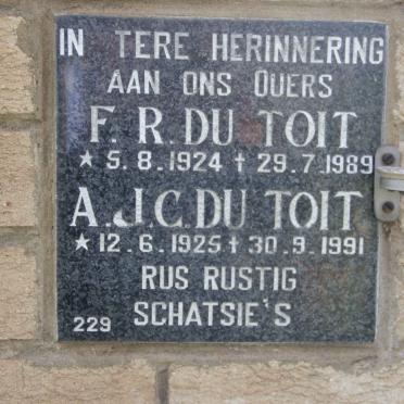 TOIT F.R., du 1924-1989 &amp; A.J.C. 1925-1991
